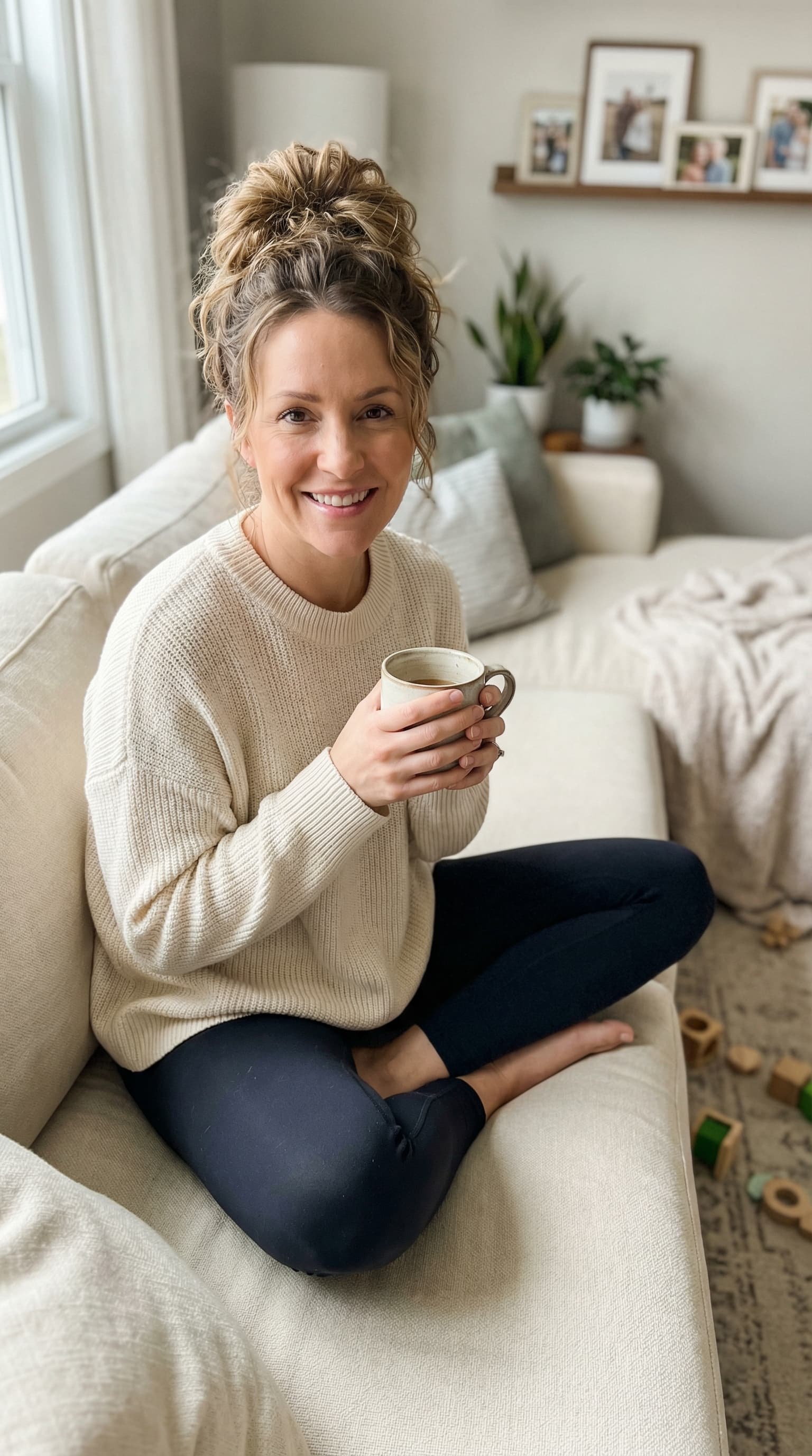 Mom Creator in Cozy Living Room Setup