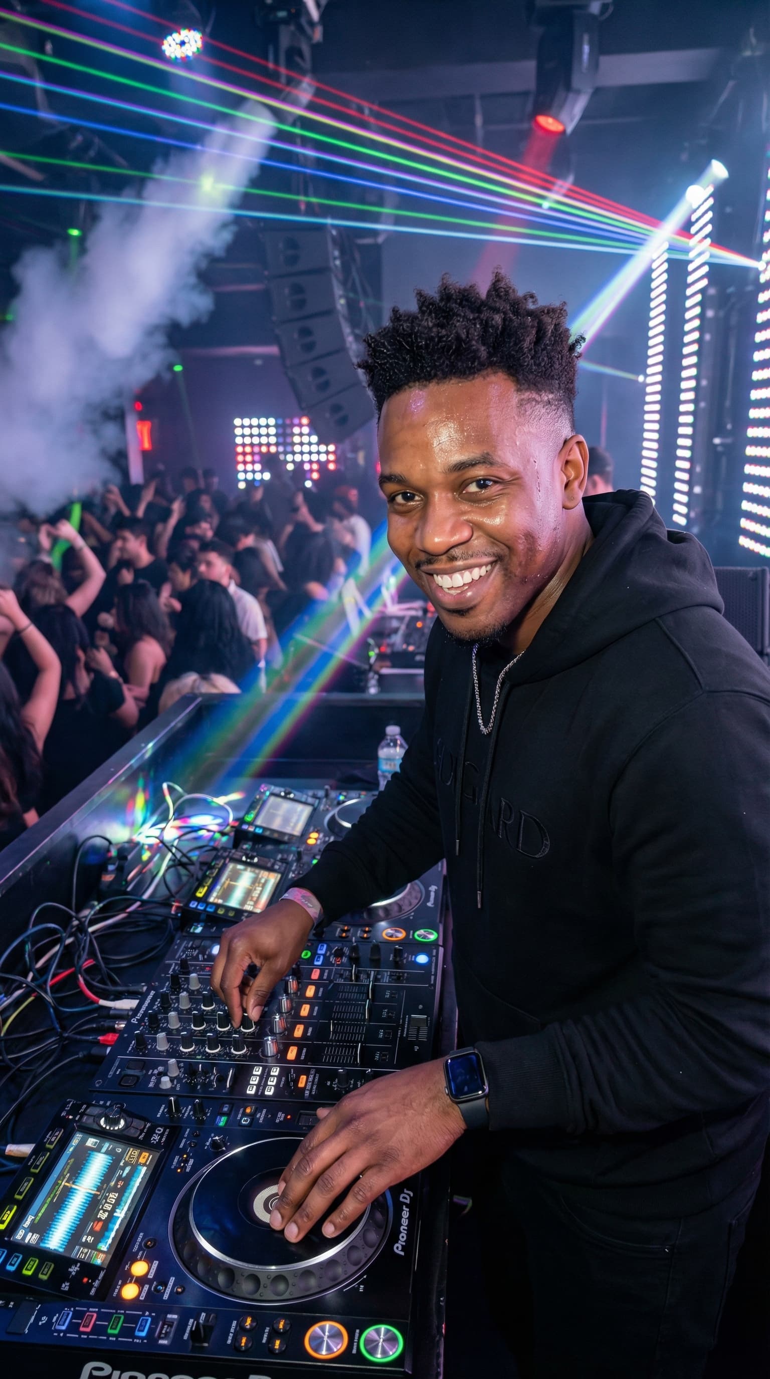 African American DJ and Music Creator at Club Booth