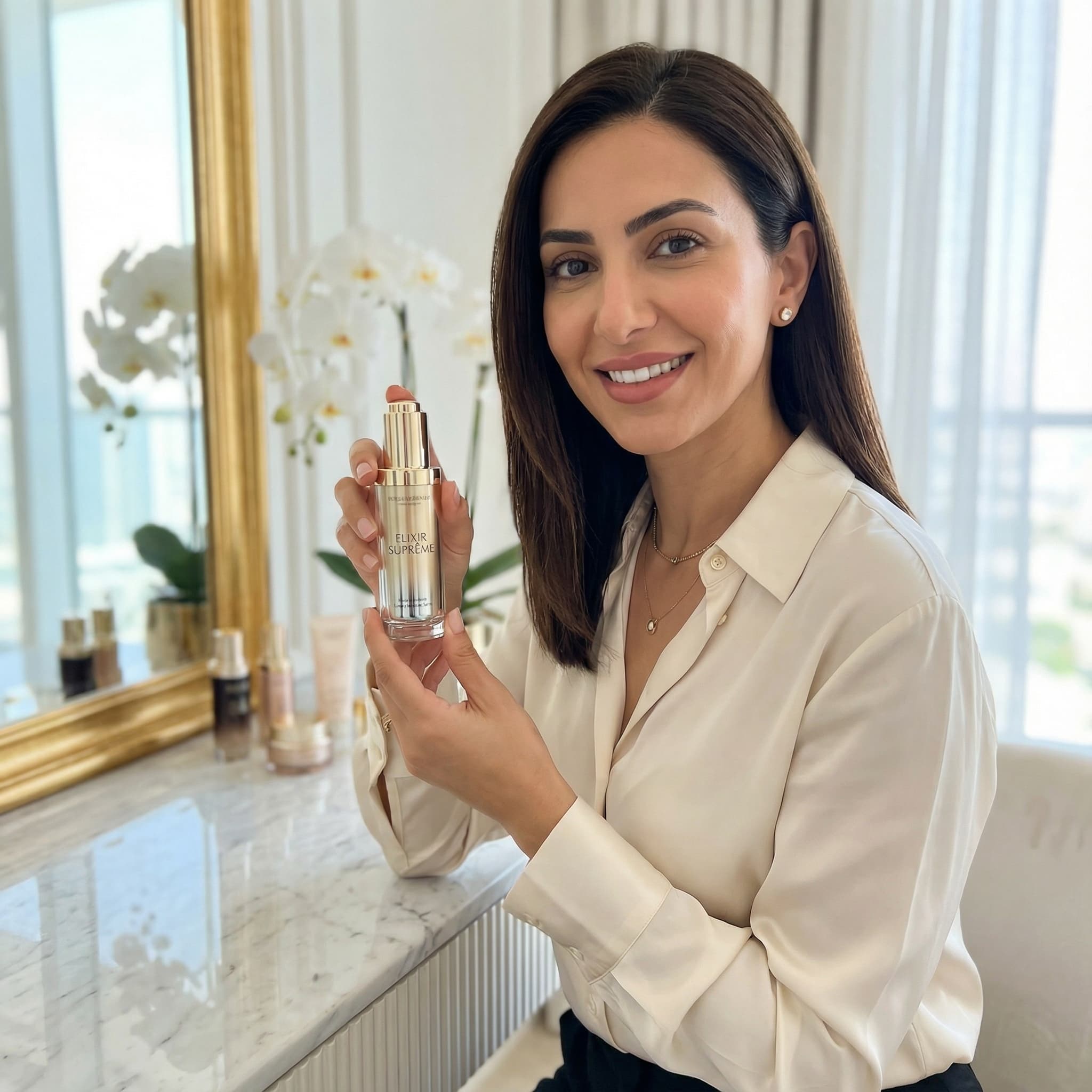 Middle Eastern Beauty Influencer in Luxury Apartment