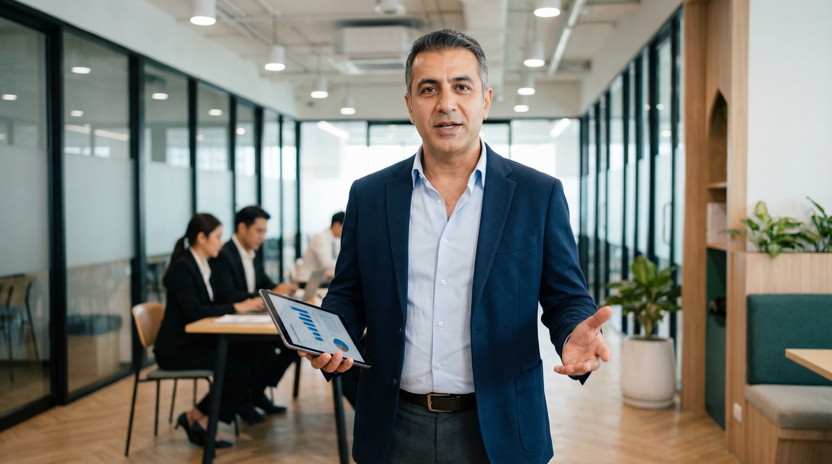 Male Business Coach in Modern Co-working Space