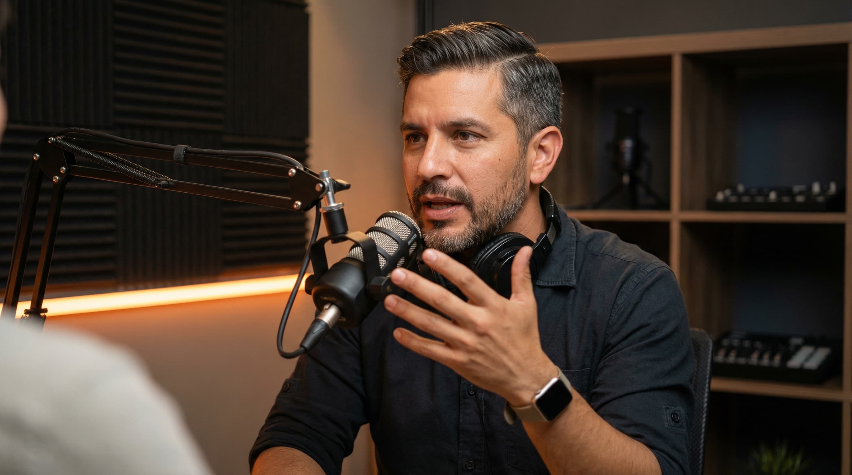 Podcast Host in Professional Studio