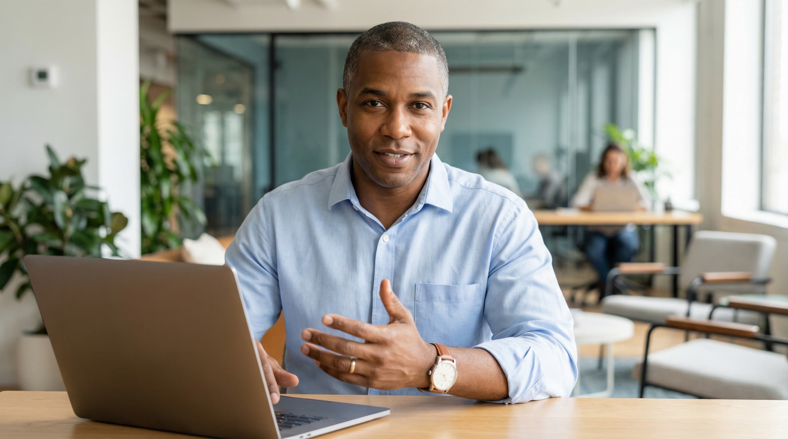 Business Professional in Modern Co-working Space