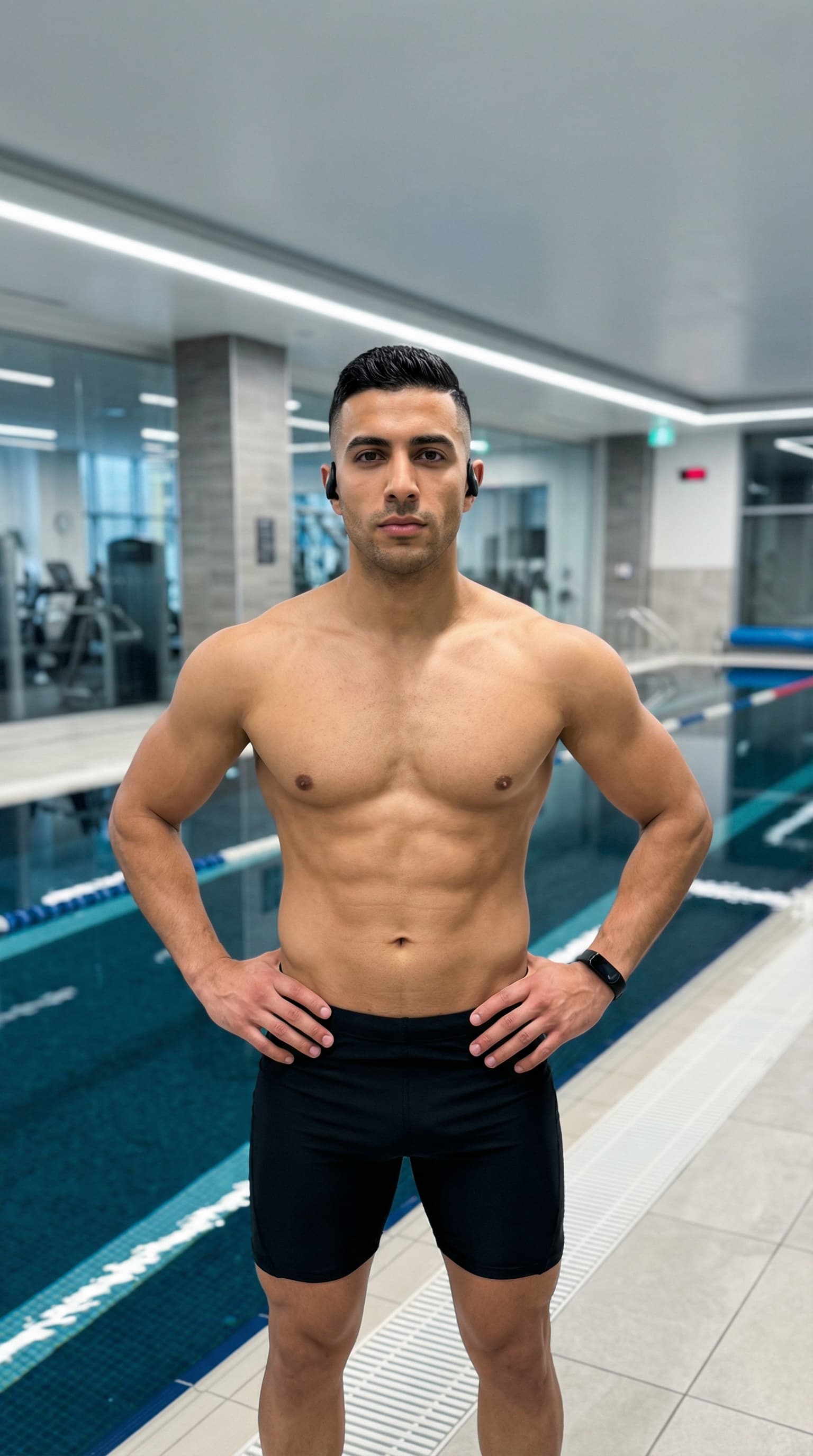 Fitness Model at Modern Pool Gym