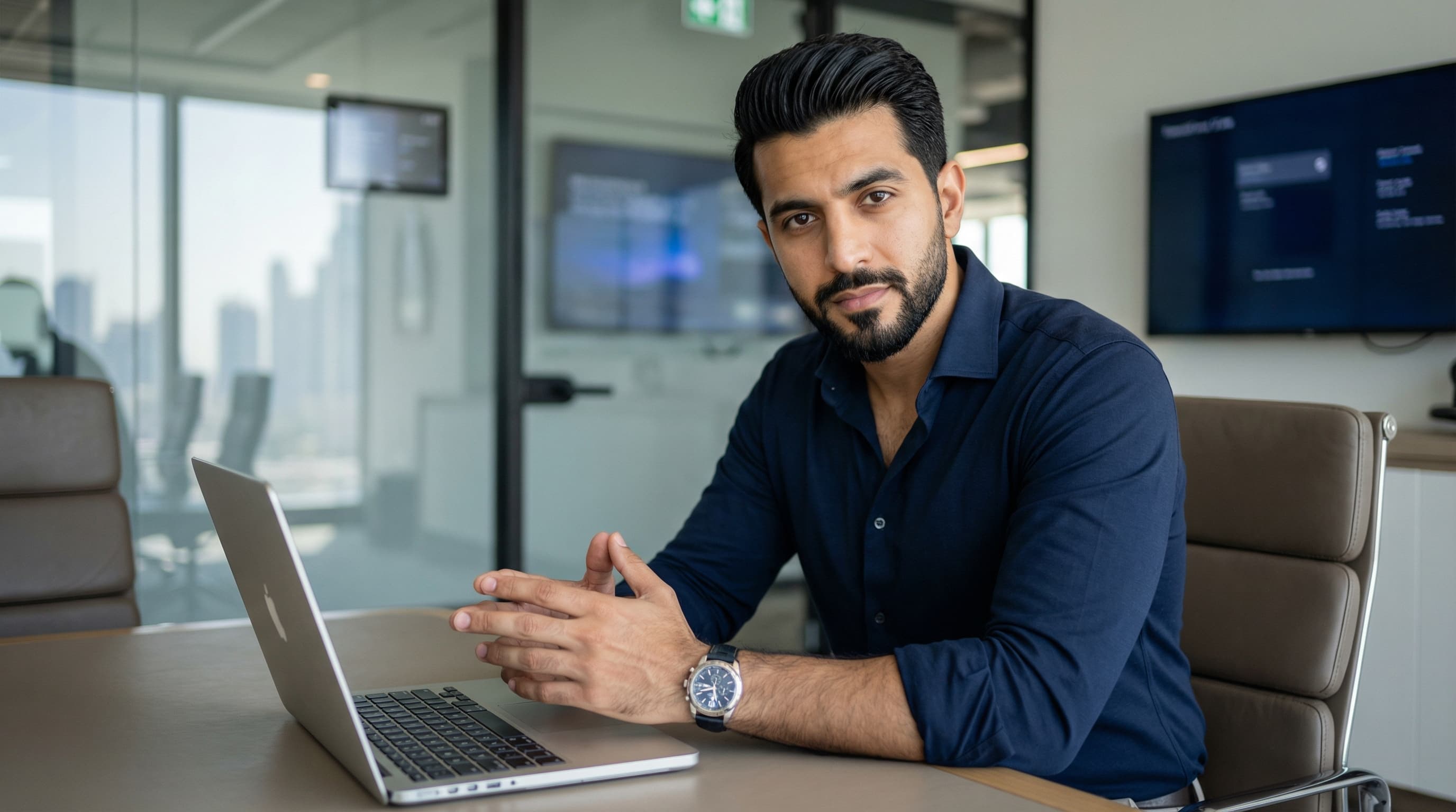 Middle Eastern Tech Entrepreneur in Boardroom