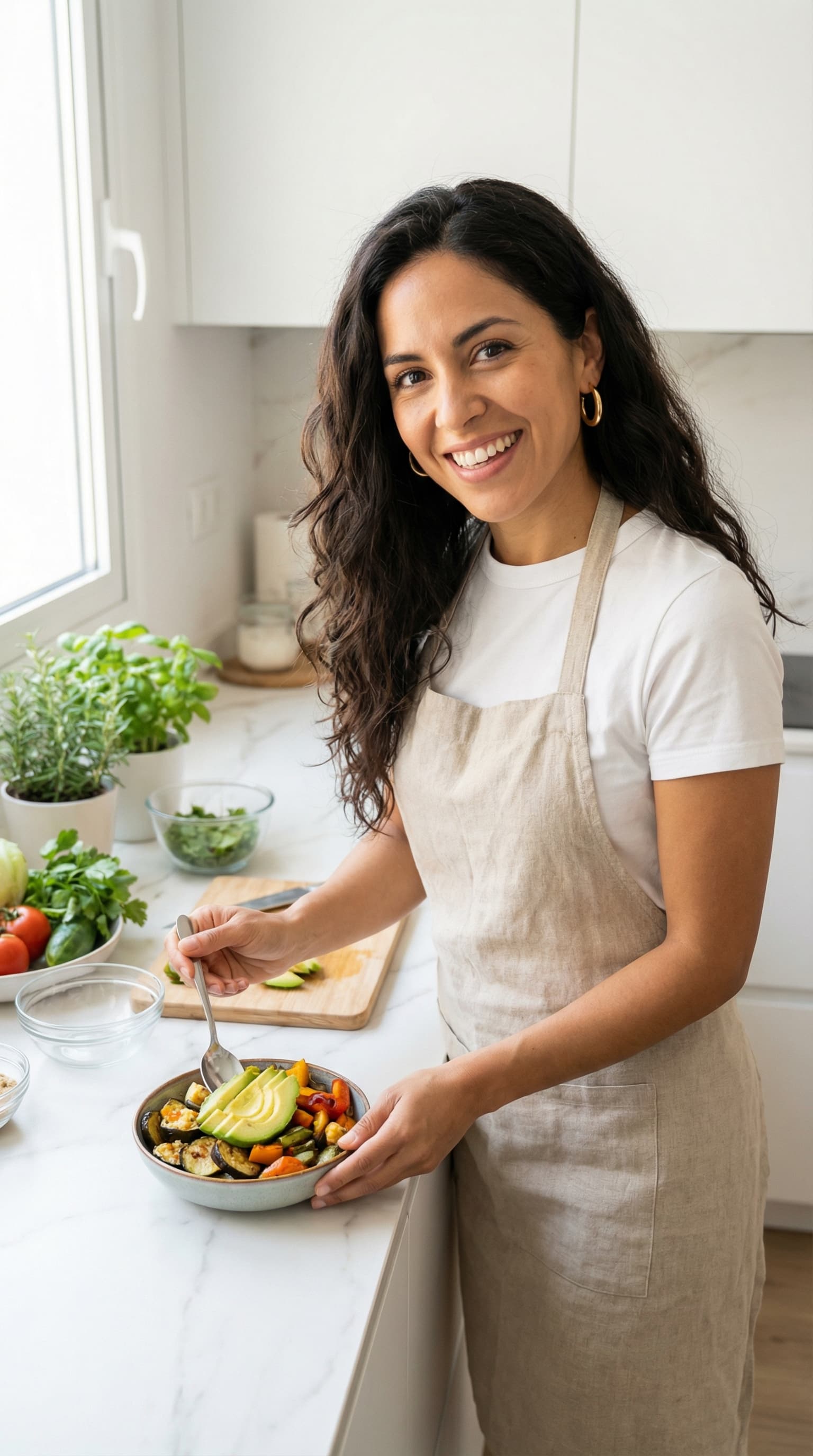 Food Influencer in Bright Modern Kitchen