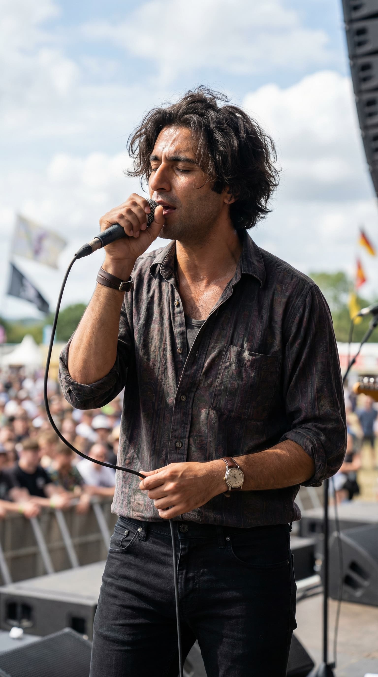 Indie Band Lead Singer at Outdoor Festival