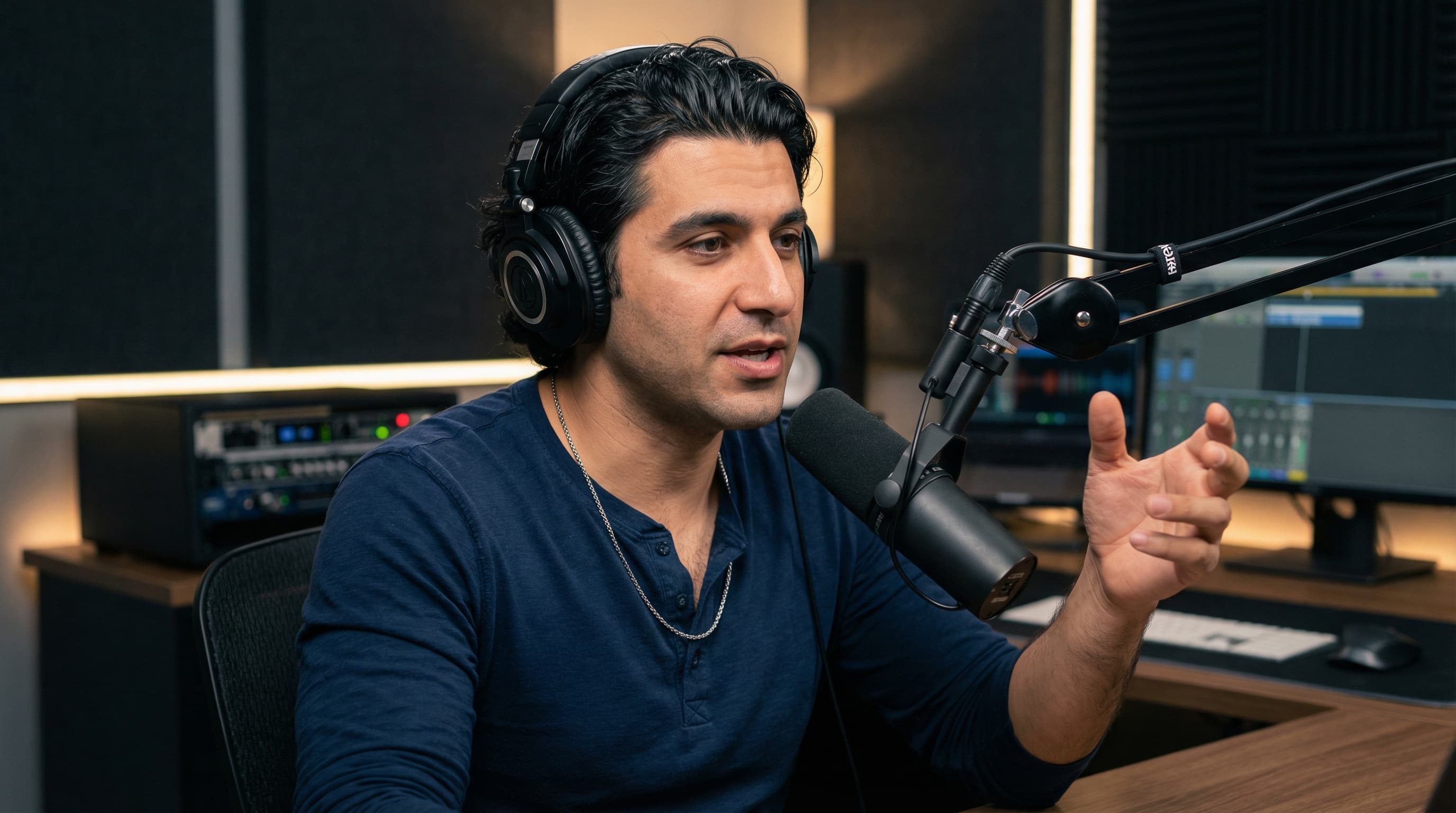 Podcast Host in Professional Studio