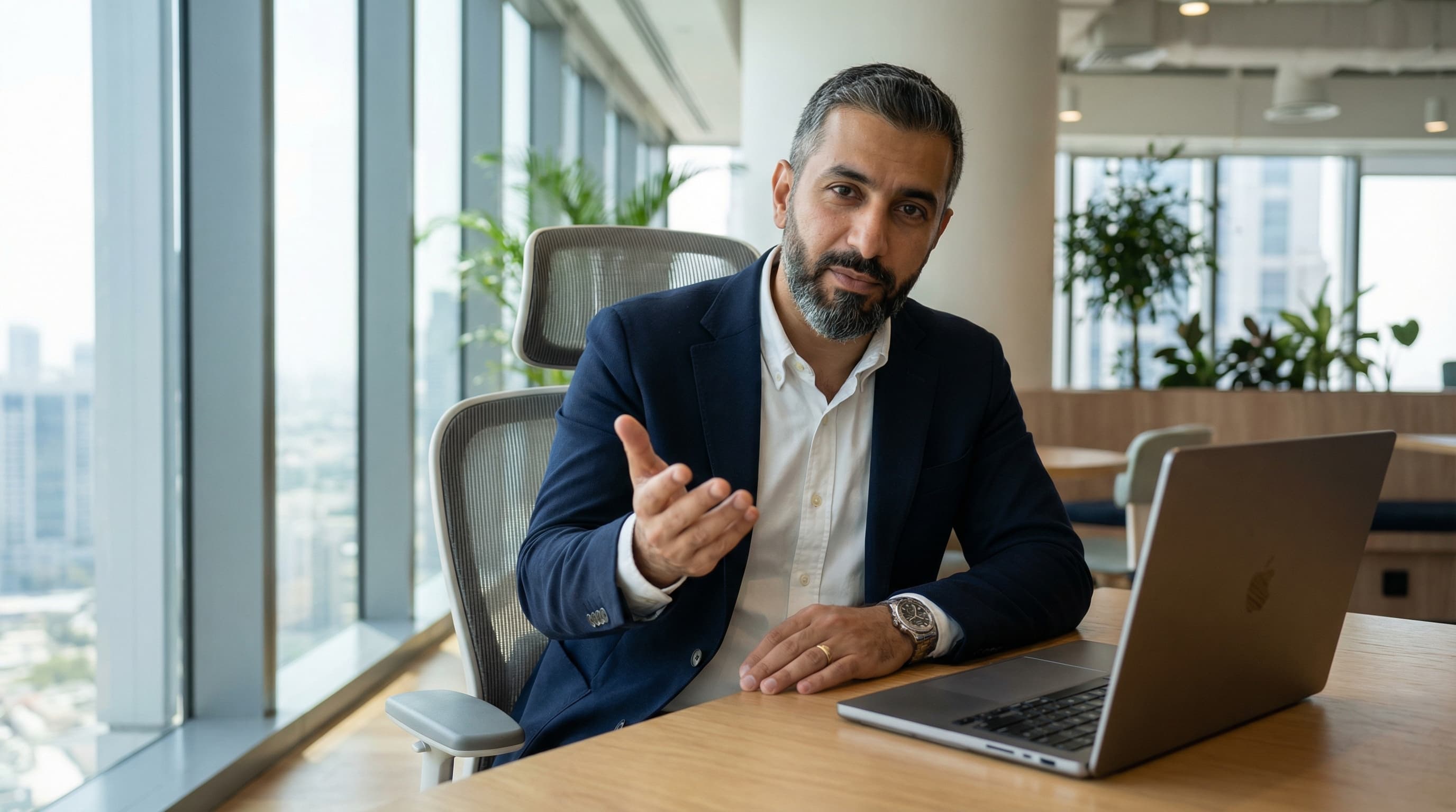 Middle Eastern Male Entrepreneur in Luxury Co-Working Space