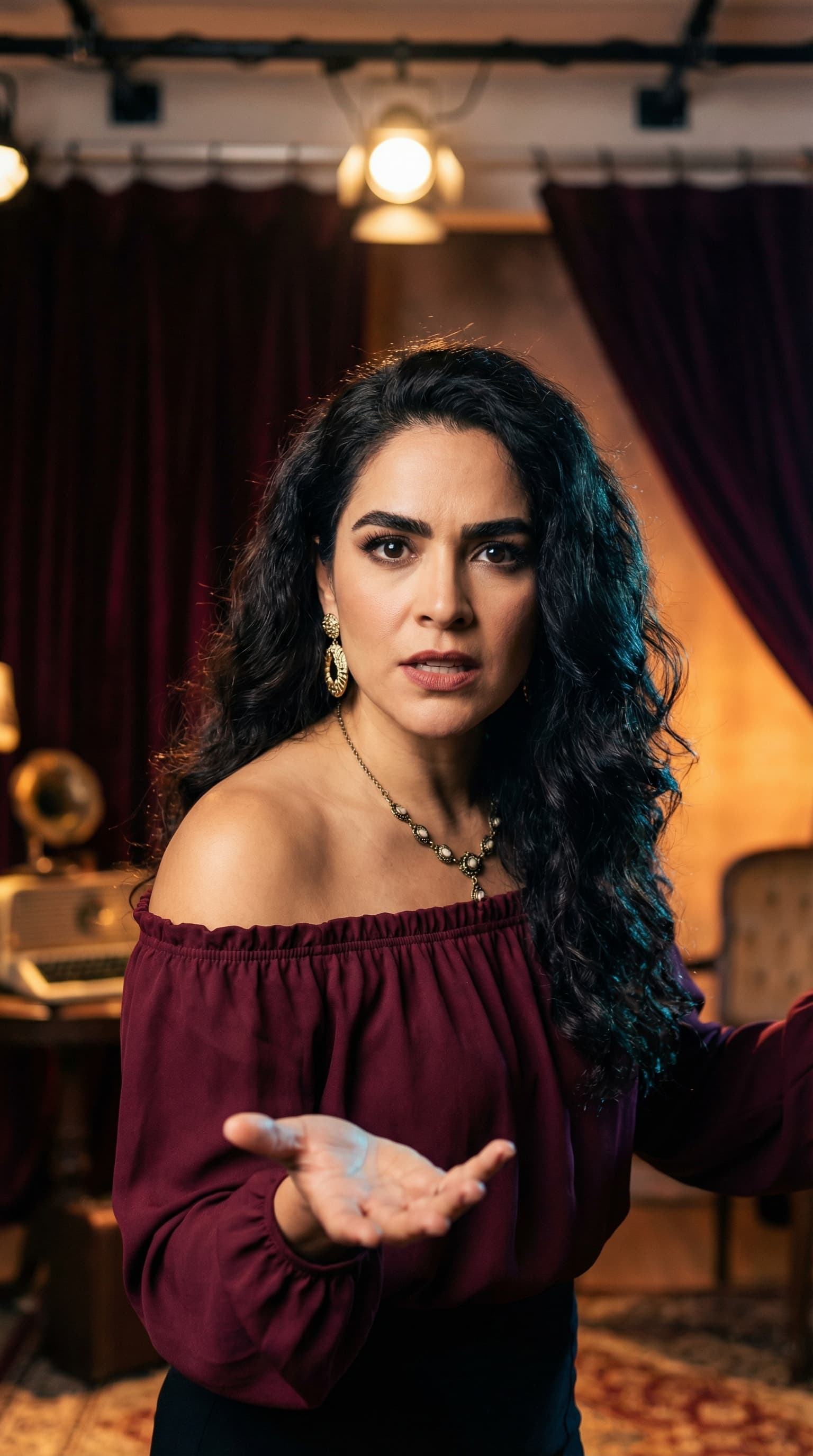 Theater Actor in Dramatic Studio Setting