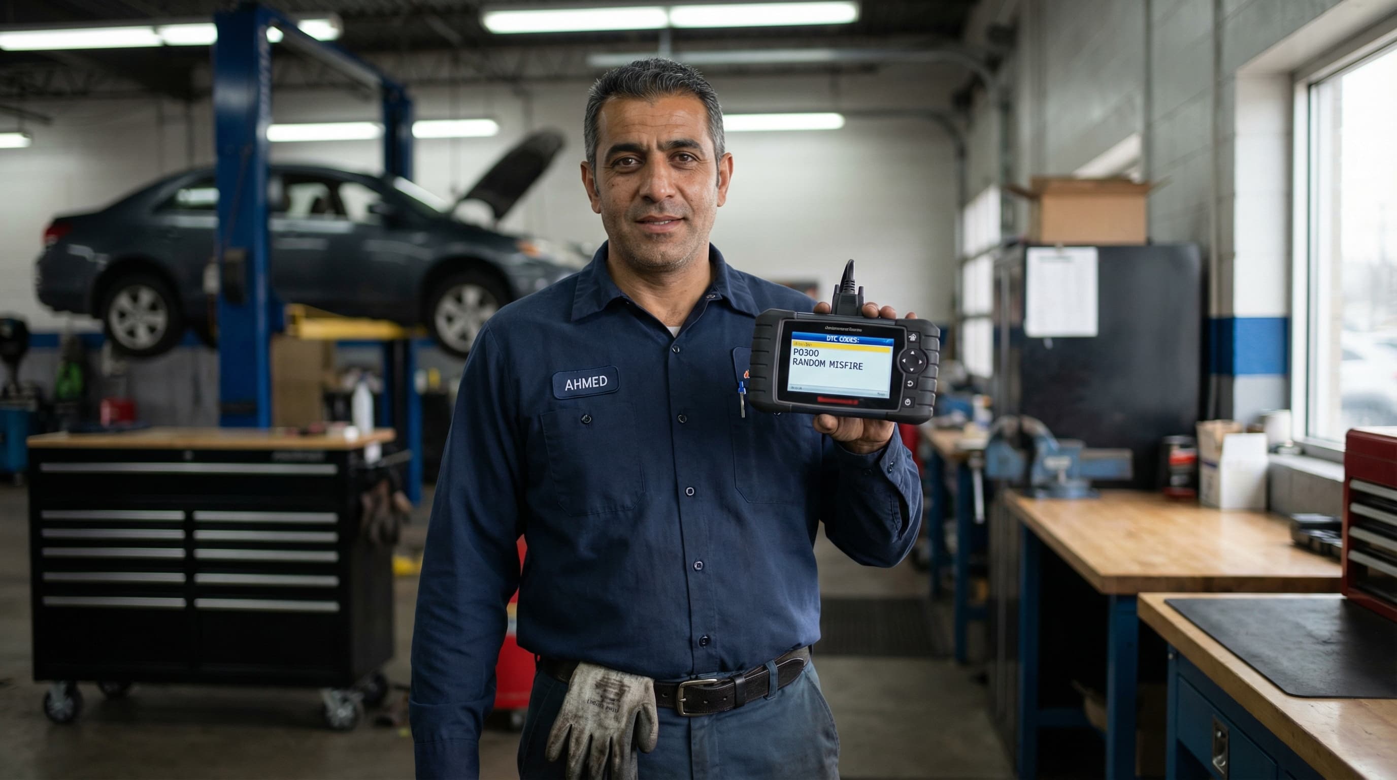 Middle Eastern Car Mechanic Creator in Professional Workshop