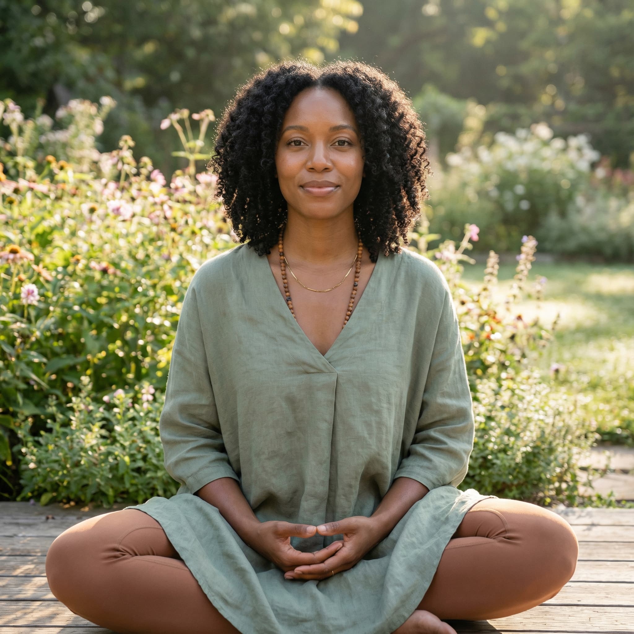 Wellness Coach in Outdoor Garden Setting