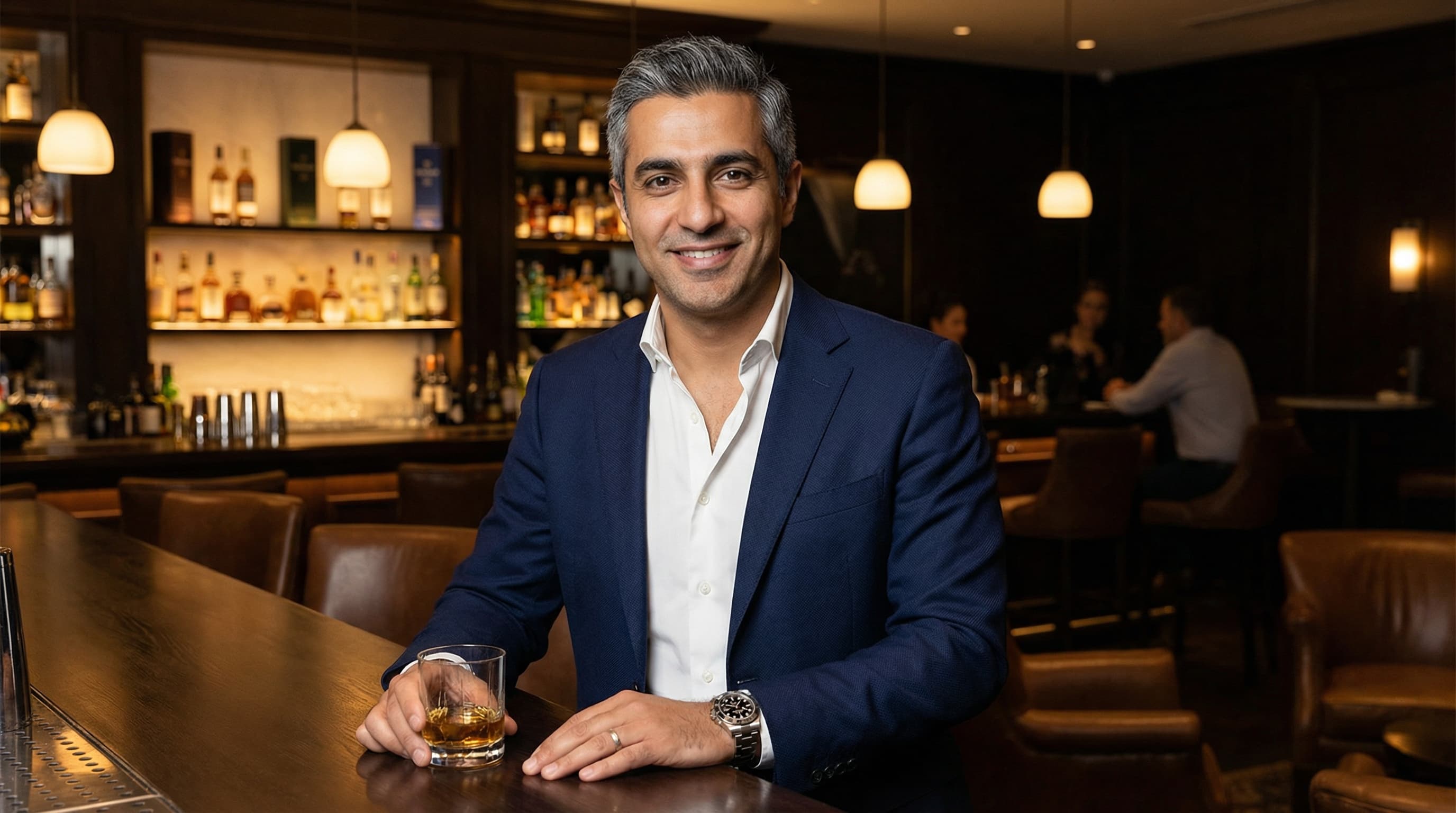 Middle Eastern Male Business Professional at Upscale Bar