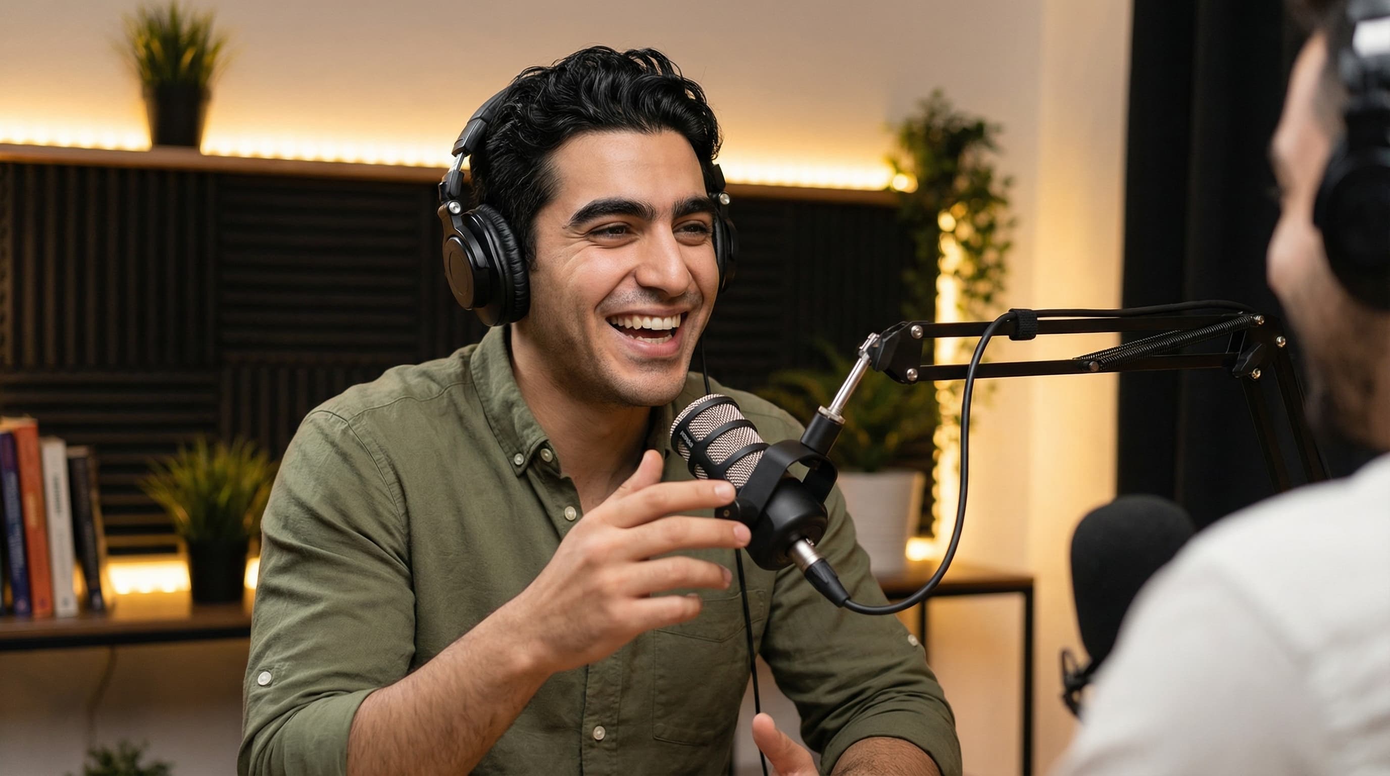 Podcast Host in Professional Studio