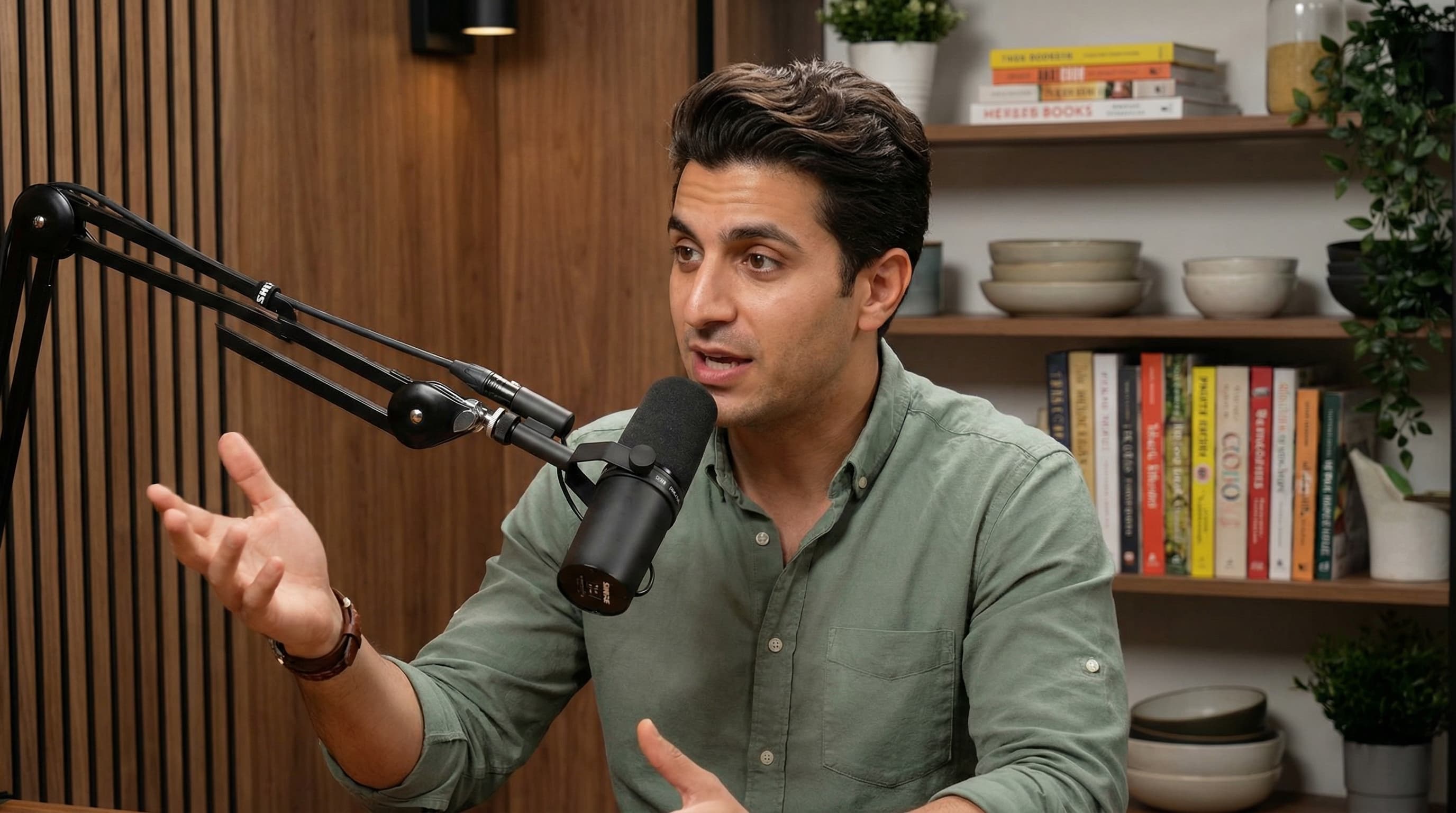 Food Podcast Host in Modern Studio Setup